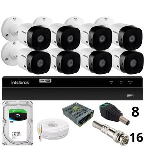 Kit 8 Câmeras Intelbras  Bullet 1220b Full Hd Dvr Intelbras 1216-c Mhdx Com Acesso Remoto Hd 6tb