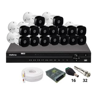 Kit 16 Câmeras Intelbras 1220b Full Hd Dvr Intelbras Mhdx 1232 Sem Hd