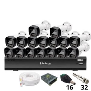 Kit 16 Câmeras Intelbras 1220b Full Color Dvr Intelbras Imhdx 3132 Inteligência Artificial Sem Hd