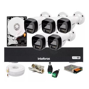 Kit 5 Cameras de Seguranca Intelbras 3220 Full Color C/ Audio, Dvr 8ch C/ Hd