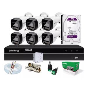 Kit 6 Cameras Seguranca Intelbras 3220 Full Color C/ Audio, Dvr 8ch 1108c C/ Hd 1tb