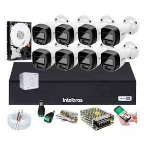 Kit 8 Cameras Intelbras Vhd 3220fc+ Full Color Audio, Dvr 8ch C/hd 500gb