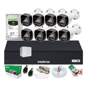 Kit 8 Cameras de Seguranca Intelbras 3220 Full Color C/ Audio, Dvr 8ch C/ Hd