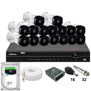 Kit 16 Câmeras Intelbras 1220b Full Hd  Dvr Intelbras Mhdx 1232 Hd 6tb