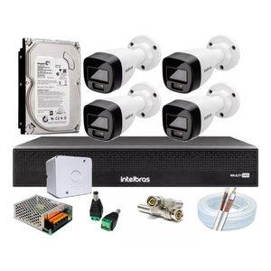 Kit 4 Cameras de Seguranca Intelbras 3220 Full Color C/ Audio, Dvr 4ch C/ Hd 1tb