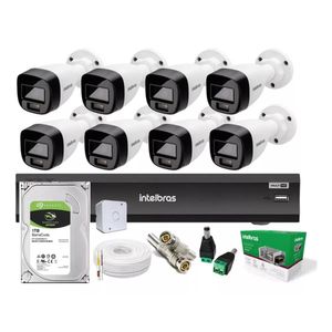 Kit 8 Cameras Seguranca Intelbras 3220 Full Color C/ Audio, Dvr 8ch Imhdx 3008 C/ Hd 1tb