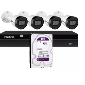 Kit Cftv 4 Cameras Vipc 1230b Intelbras Gravador Nvd 1404 Hd 2tb