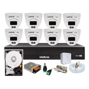 Kit 8 Cameras Intelbras Vhd 3220fc+ Full Color Audio, Dvr 8ch C/hd 500gb