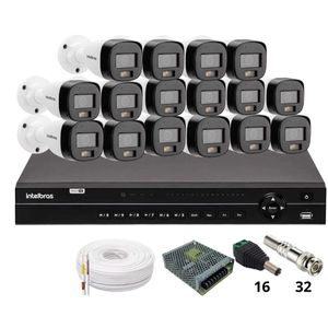 Kit 16 Câmeras Intelbras 3220b Full Color Com Áudio Dvr Intelbras Mhdx 1232 Sem Hd