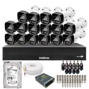 Kit 16 Câmeras Intelbras 1120b Full Color, Dvr 16ch Mhdx 1016c  Hd 2tb