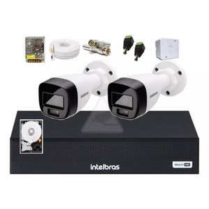 Kit 2 Cameras de Seguranca Intelbras 3220 Full Color C/ Audio, Dvr 4ch C/ Hd 500gb