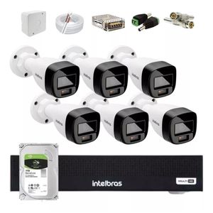 Kit Intelbras 6 Cameras de Segurança Full Color 3220 Fc+ Audio, Dvr 1108c C/1tb