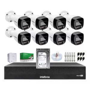 Kit 8 Cameras de Seguranca Intelbras 3220 Full Color C/ Audio, Dvr 8ch C/ Hd 1tb