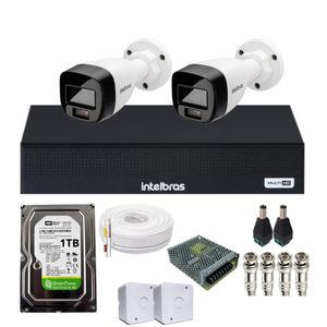 Kit 2 Câmeras Intelbras 1120b Full Color, Dvr 4ch Mhdx 1004c  Hd 1 tb