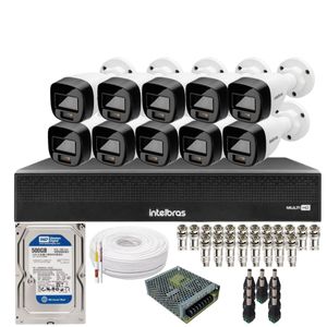 Kit 10 Câmeras Intelbras 1120b Full Color, Dvr 16ch Mhdx 1016c  Hd 500gb