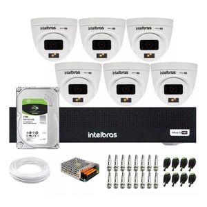 Kit 6 Cameras Full Color Com Audio Intelbras Dvr 8 Canais Mhdx 3008c C/ 1 Tera