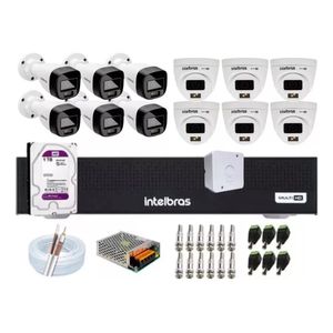 Kit 12 Cameras Intelbras 3220 Full Color Com Microfone, Dvr 16ch Mhdx 3116c 1tb