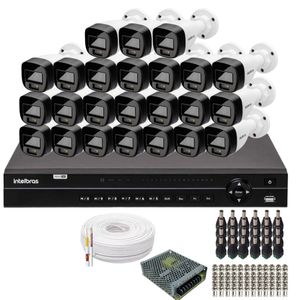 Kit 24 Câmeras Intelbras 1120b Full Color, Dvr 32ch Mhdx 1232 Sem Hd