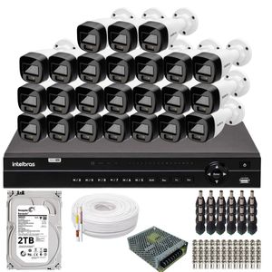 Kit 24 Câmeras Intelbras 1120b Full Color, Dvr 32ch Mhdx 1232 Hd 2 tb