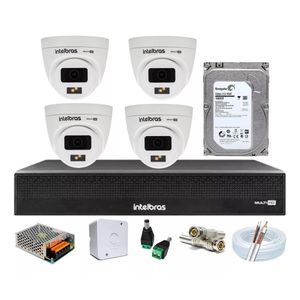 Kit 4 Cameras Full Color Com Audio Intelbras Dvr 4 Canais C/ 1 Tera