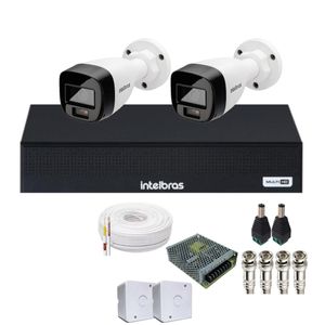 Kit 2 Câmeras Intelbras 1120b Full Color, Dvr 4ch Mhdx 1004c Sem Hd