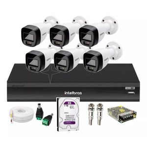 Kit 6 Cameras Intelbras 3220 Full Color Com Microfone, Dvr 8ch Imhdx 3008, 1tb Purple