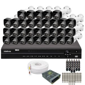 Kit 32 Câmeras Intelbras 1120b Full Color, Dvr 32ch Mhdx 1232 Sem Hd