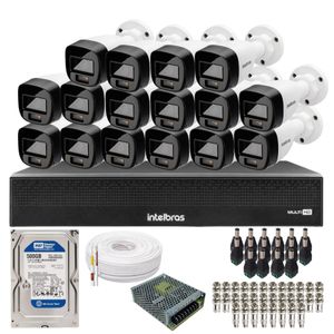 Kit 16 Câmeras Intelbras 1120b Full Color, Dvr 16ch Mhdx 1016c  Hd 500gb