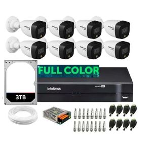 Kit 8 Câmeras Intelbras 1220b Full Color Dvr 8 Canais Com Hd 3tb