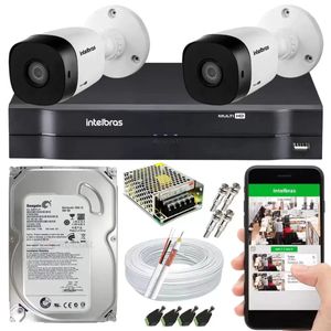 kit 2 camera de segurança monitoramento intelbras Completo
