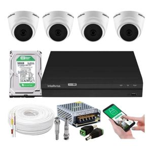 Kit 4 Camera de Seguranca Intelbras Dome vhl 1120d Dvr 4 canais multi hd