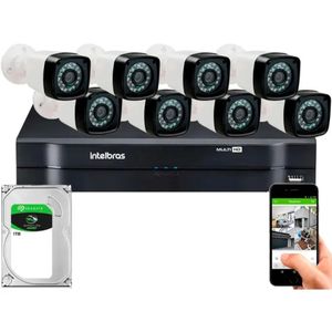 Kit 8 Câmeras De Segurança Residencial Dvr Intelbras mhdx Full Hd c/ hd 1TB