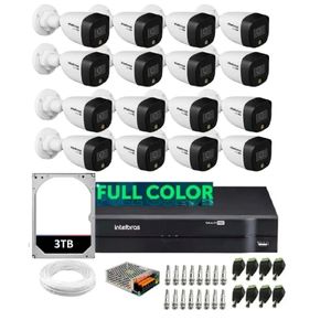 Kit 16 Câmeras Intelbras 1220b Full Color Dvr 16 Canais Com Hd 3tb