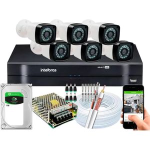 Kit 6 Cameras Segurança Dvr Intelbras Full Hd 8ch c/hd