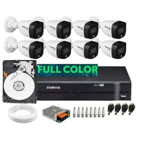 Kit 8 Câmeras Intelbras 1220b Full Color Dvr 8 Canais Com Hd Completo
