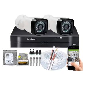 Kit 2 Cameras Segurança 720p Full Hd Dvr Intelbras 4ch c/hd completo