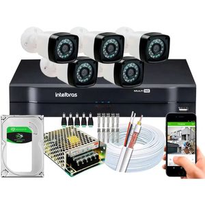 Kit 5 Cameras Segurança Dvr Intelbras Full Hd 8ch full hd c/hd