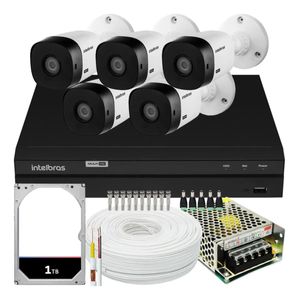 Kit 5 Camera Intelbras segurança monitoramento completo