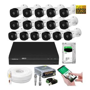 Kit 16 Câmeras Multi Hd Intelbras 1220b 1080p 2mp Dvr 16 Canais Com Hd 2tb