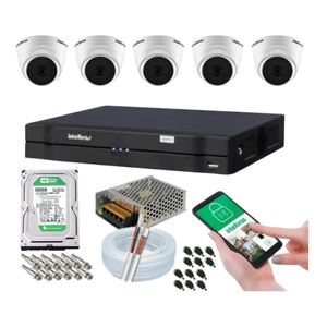 Kit 5 Câmeras Dome 1120d Dvr Intelbras 8 Canais Com Hd