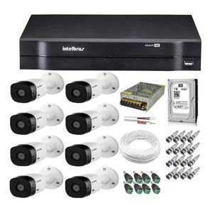 Kit Cftv 8 Câmeras Hd Vhl 1120b 20m Dvr 8 Canais Intelbras / Monitoramento Residencial E Comercial