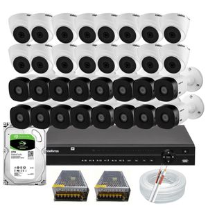 Kit Cftv Intelbras 32 Câmeras Dvr 32 Canais MHDX 1232 Hd 3tb