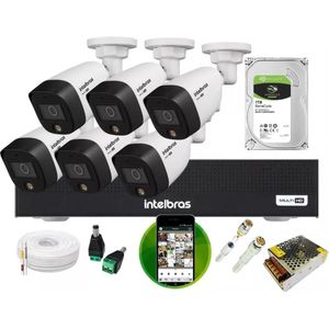 Kit 6 Câmeras Intelbras Fullcolor 1220 Dvr Intelbras Mhdx 3008C + hd 1TB