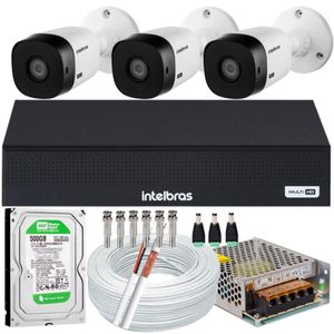 Kit 3 Câmeras Intelbras Vhl 1220b Full Hd Dvr De 8ch 1008-c 500gb
