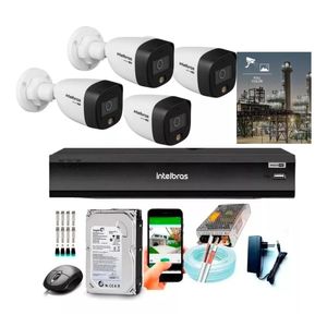 Kit 4 Câmeras Intelbras Fullcolor 1220 Dvr Intelbras mhdx 3008-C