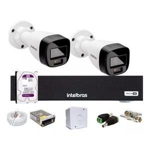 Kit Intelbras 2 cameras  Vhd 1120b Full Color, Dvr 4 Canais C/hd 1tb