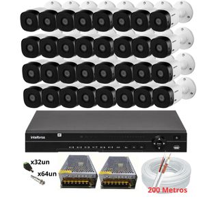 Kit Cftv 32 Câmeras Intelbras Dvr 32 Canais MHDX 1232 s/hd