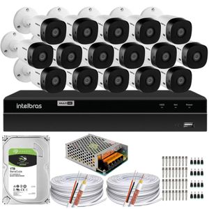 Kit Intelbras 16 Câmeras Vhc 1120 Dvr 16 Canais 1t 200m Cabo