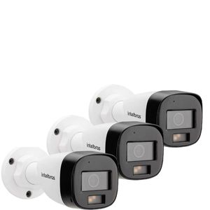 Kit Intelbras 3 Câmeras de Segurança 3220 B Multi-hd Vhd Full Color Com Microfone e Áudio 20m Branca