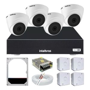 Kit Cftv 4 Câmeras Segurança Dome 1220 Full hd com Audio Microfone Dvr Mhdx 1004c Intelbras 1tb
